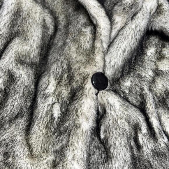 Women’s Vintage 1970’s - 1980’s Faux Fur Coat Union Made Silver Black READ - Picture 2 of 15